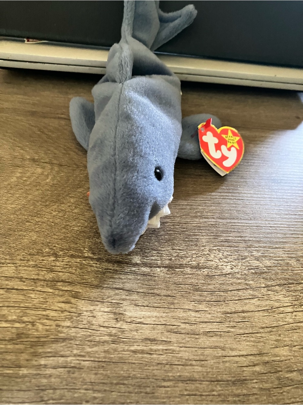 Ty Gray Plush Shark Beanie Baby. Crunch